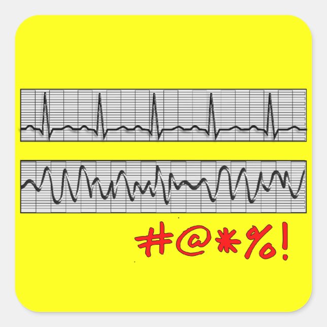 Funny Cardiac Rhythm Strip Geschenke Quadratischer Aufkleber (Vorderseite)