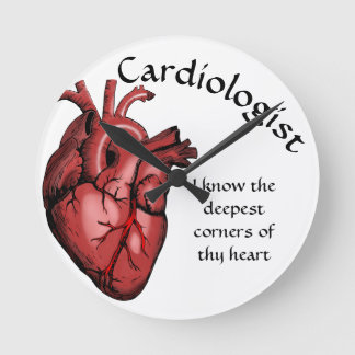 funny cardiologist heart medical physician  runde wanduhr