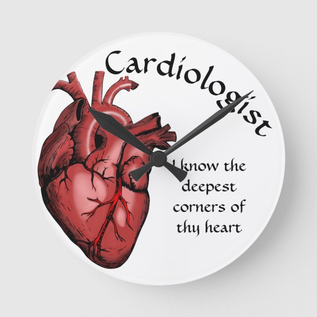 funny cardiologist heart medical physician  runde wanduhr (Vorderseite)