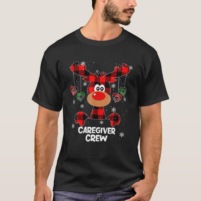 Funny Caregiver Crew T-Shirt Reindeer Xmas Geschen (Vorderseite)