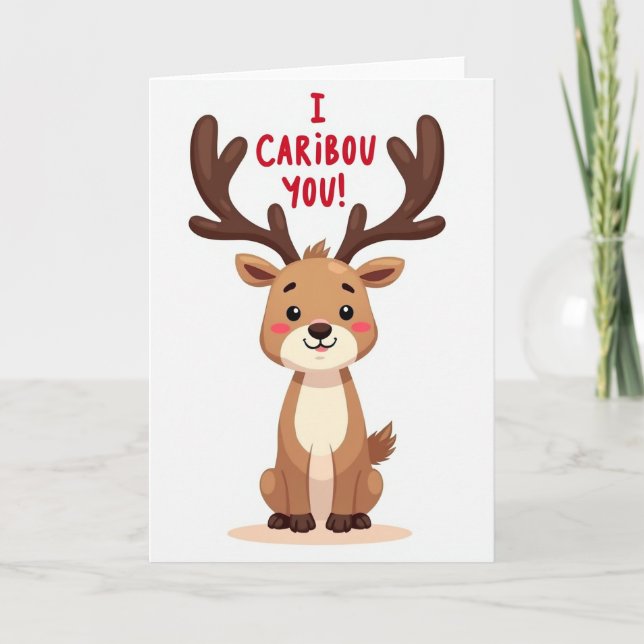 Funny Caribou Care About You Card Karte (Vorderseite)