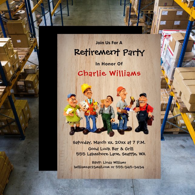 Funny Caricature Retirement Party  Einladung (Fun Retirement Party Casual with RSVP Invitation)