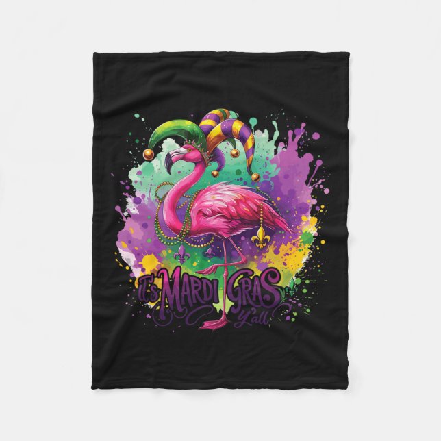 Funny Carnival Party Flamingo Fleecedecke (Vorderseite)
