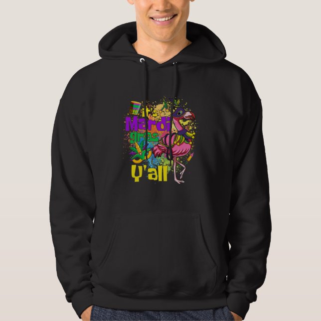 Funny Carnival Party Gift Idea Flamingo Mardi Gras Hoodie (Vorderseite)