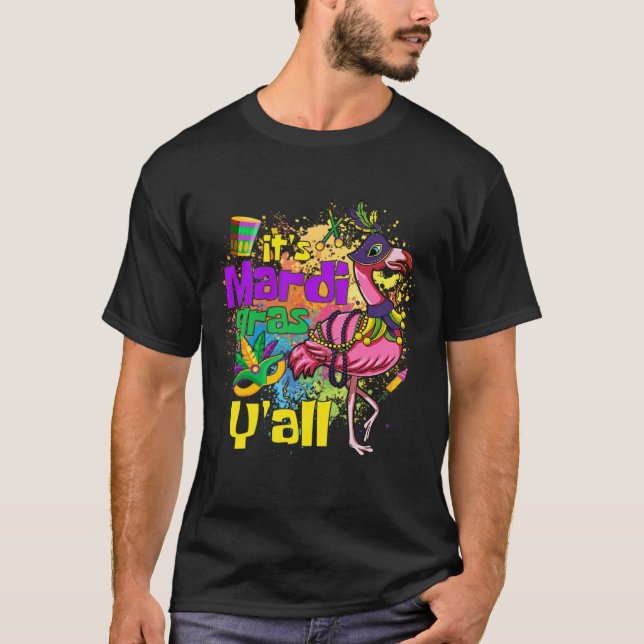 Funny Carnival Party Gift Idea Flamingo Mardi Gras T-Shirt (Vorderseite)