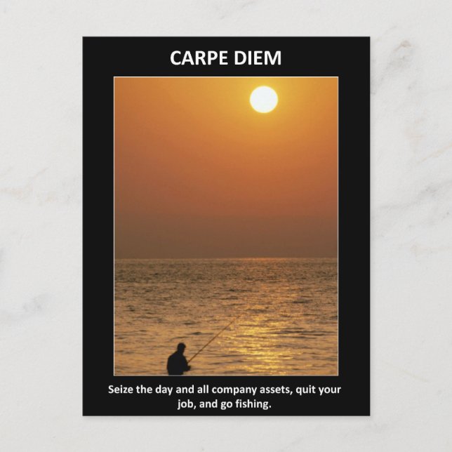Funny Carpe Diem Seize Der Tag Postkarte (Vorderseite)
