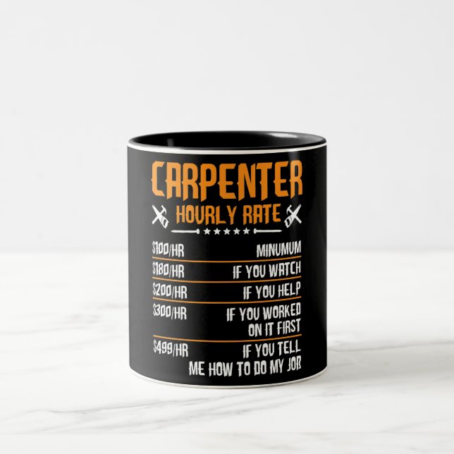 Funny Carpenter Stundensatz Zweifarbige Tasse (Mittel)