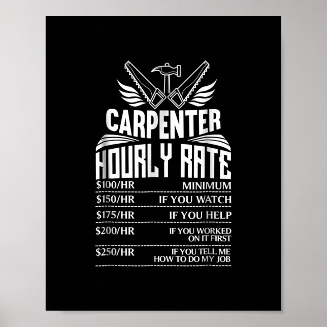 Funny Carpenter Woodworking Großer Geschenkgutsche Poster (Vorne)