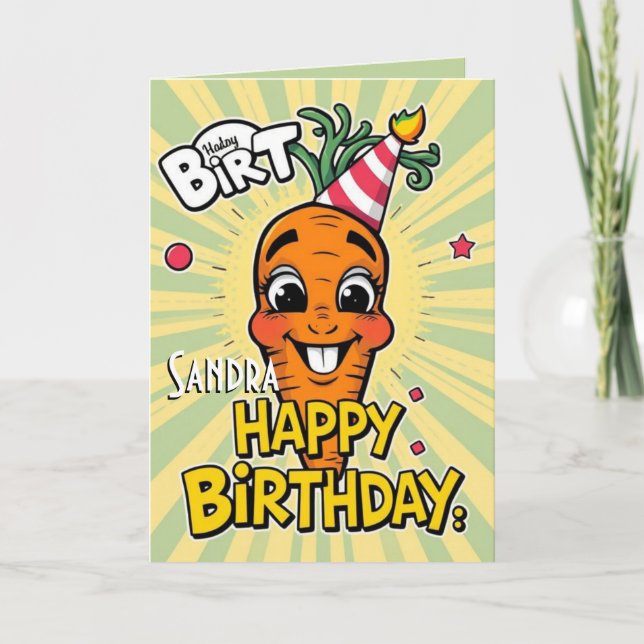 Funny Carrot Happy Birthday Karte (Vorderseite)