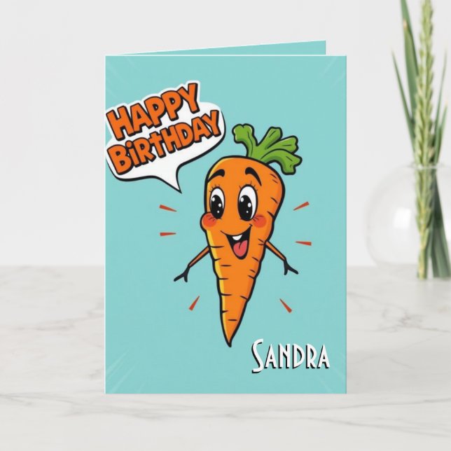 Funny Carrot Happy Birthday Karte (Vorderseite)