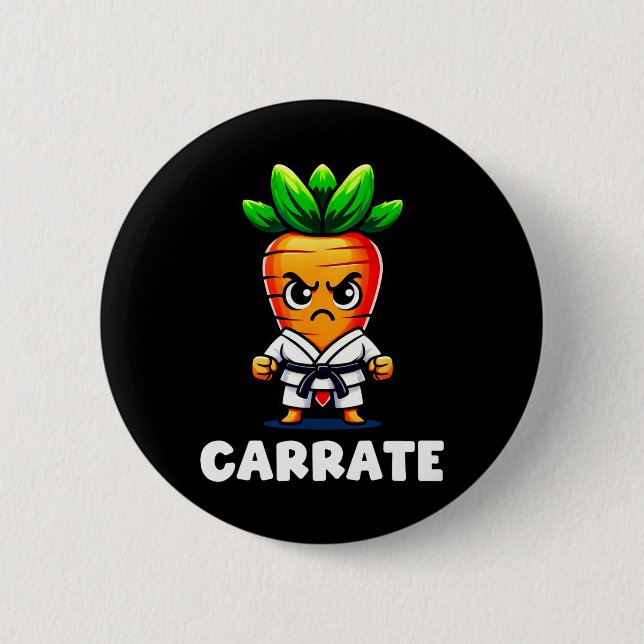Funny Carrot in Karate Gi Carrate Black Belt Marti Button (Vorderseite)