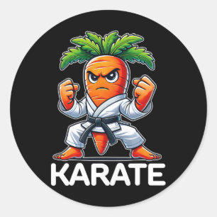 Funny Carrot Martial Arts Fighter Black Belt Karat Runder Aufkleber
