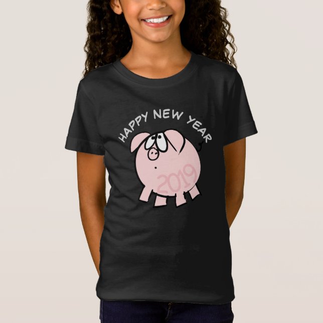 Funny Cartoon 4 Pig custom Year Birthday Girl T-Sh T-Shirt (Vorderseite)