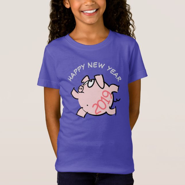 Funny Cartoon 6 Pig custom Year Girl T - Shirt (Vorderseite)