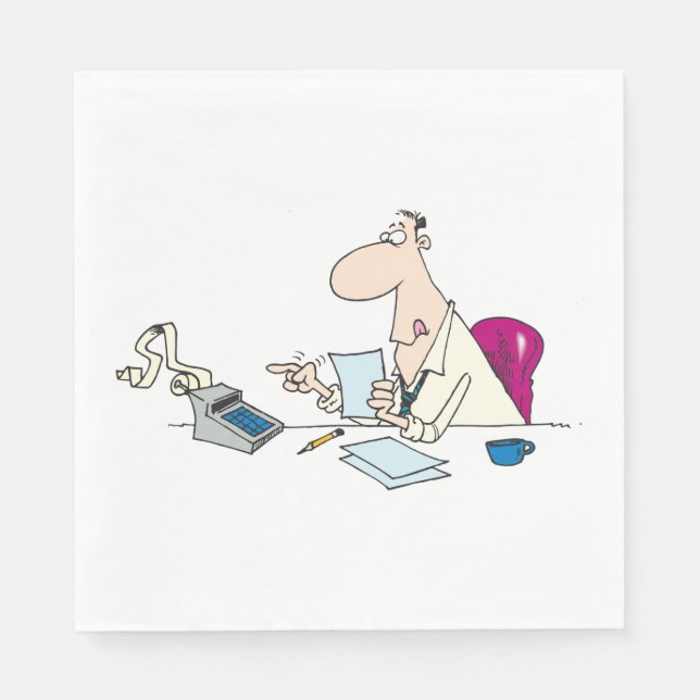 Funny Cartoon Accountant Büro Humor Serviette (Vorderseite)