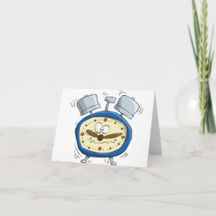 Funny Cartoon Alarm Uhr Quirky Weckte auf Karte