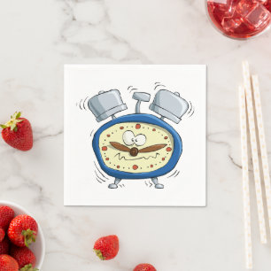 Funny Cartoon Alarm Uhr Quirky Weckte auf Serviette