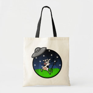 FUNNY CARTOON ALIEN ABDUCTION COW HAUSHALT TOTE BA TRAGETASCHE