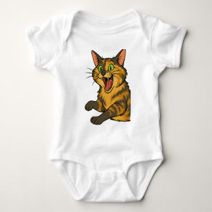Funny Cartoon Angry Cat Illustration Baby Strampler
