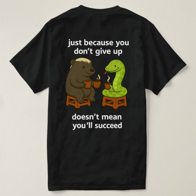 Funny cartoon animal snake meme quote unisex T-Shirt (Design Rückseite)
