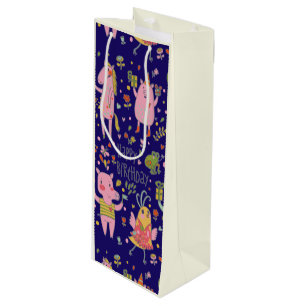 Funny Cartoon Animals Sing Happy Birthday Geschenktüte Für Weinflaschen