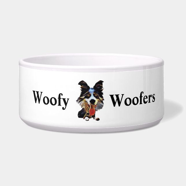 Funny Cartoon Art Border Collie Dog Bowl Napf (Vorderseite)