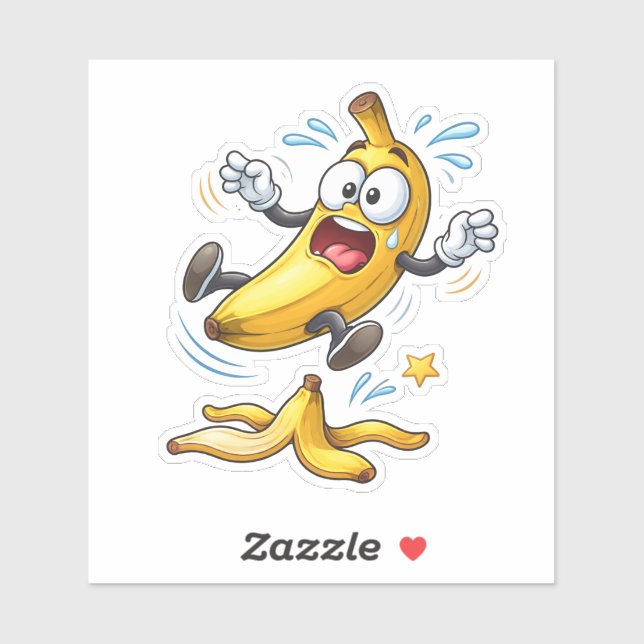 Funny Cartoon Banana Custom-Cut Vinyl Sticker (Blatt)
