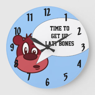 Funny Cartoon Bär & Sprechblase Große Wanduhr