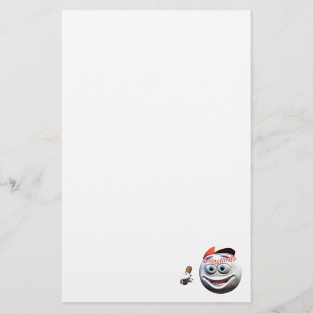 Funny Cartoon Baseball mit Bat Briefpapier (Vorderseite)