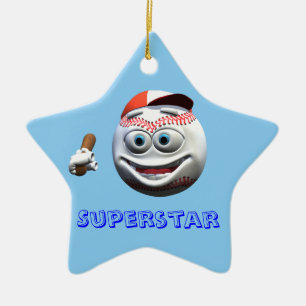 Funny Cartoon Baseball mit Bat Keramik Ornament