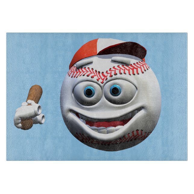 Funny Cartoon Baseball mit Bat Schneidebrett (Vorderseite)
