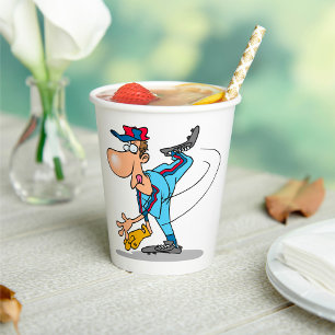 Funny Cartoon Baseball Pitcher Tauchen Pappbecher