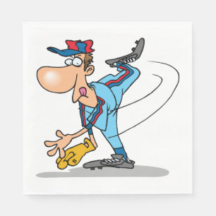 Funny Cartoon Baseball Pitcher Tauchen Serviette