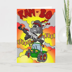 Funny Cartoon Birthday Card - Rambo / Ram-bo Karte