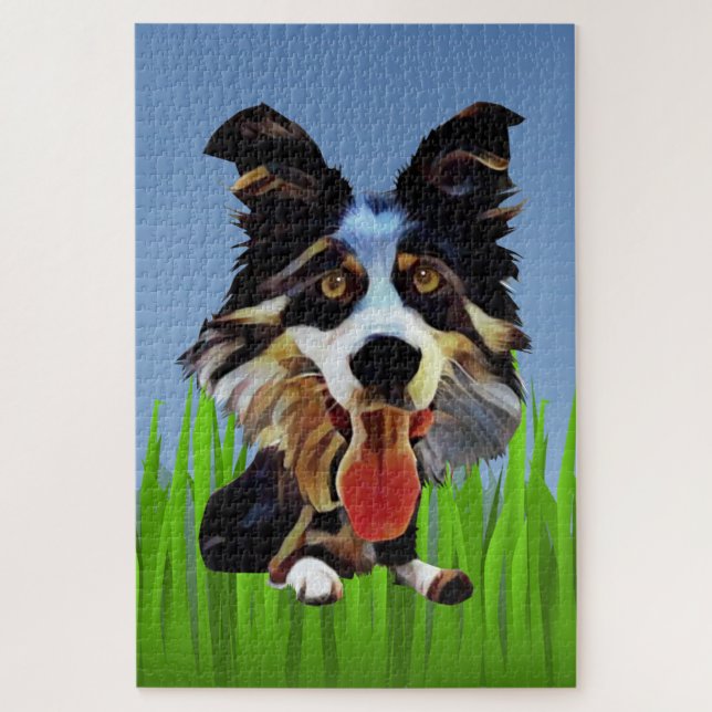 Funny Cartoon Border Collie 1014 Piece Puzzle (Vertikal)