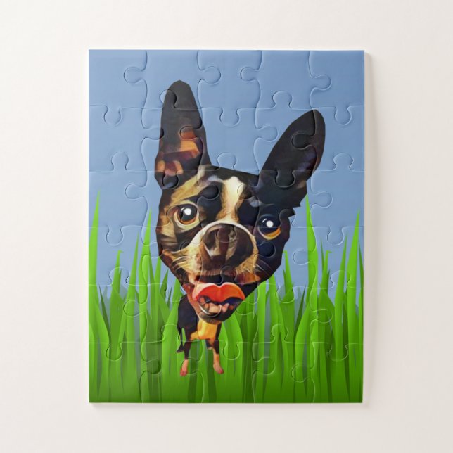 Funny Cartoon Boston Terrier Puzzle für Kinder (Vertikal)