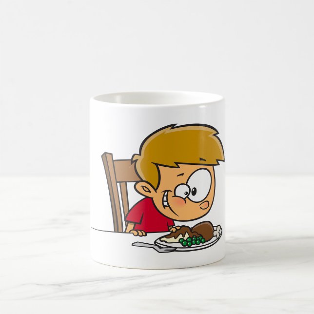 Funny Cartoon Boy Begeistert für das Abendessen Kaffeetasse (Von Creator hochgeladen)