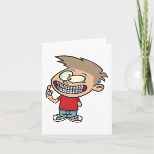 Funny Cartoon Boy mit Braces Smile Karte