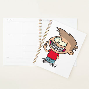 Funny Cartoon Boy mit Braces Smile Planer