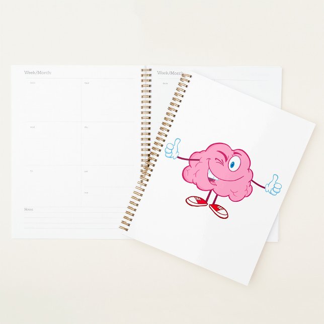 Funny Cartoon Brain Winking Character thumbs Up Planer (Von Creator hochgeladen)
