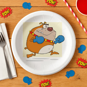 Funny Cartoon Bulldog Boxer Dog Pappteller