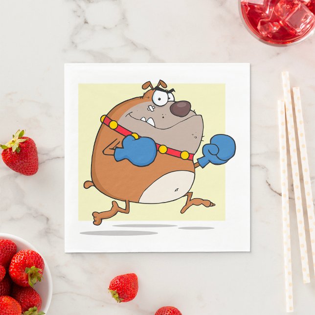 Funny Cartoon Bulldog Boxer Dog Serviette (Von Creator hochgeladen)