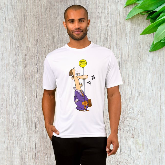 Funny Cartoon BusinessMann an Bushaltestelle T-Shirt (Von Creator hochgeladen)