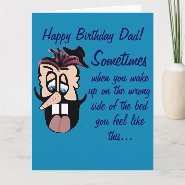 Funny Cartoon Caricature Happy Birthday Dad! Card Karte (Vorderseite)