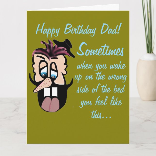 Funny Cartoon Caricature Happy Birthday Dad! Card Karte (Vorderseite)