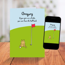 Funny Cartoon Cat Birdie Golf Joke Geburtstag