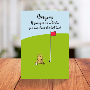 Funny Cartoon Cat Golf Joke Geburtstag Karte