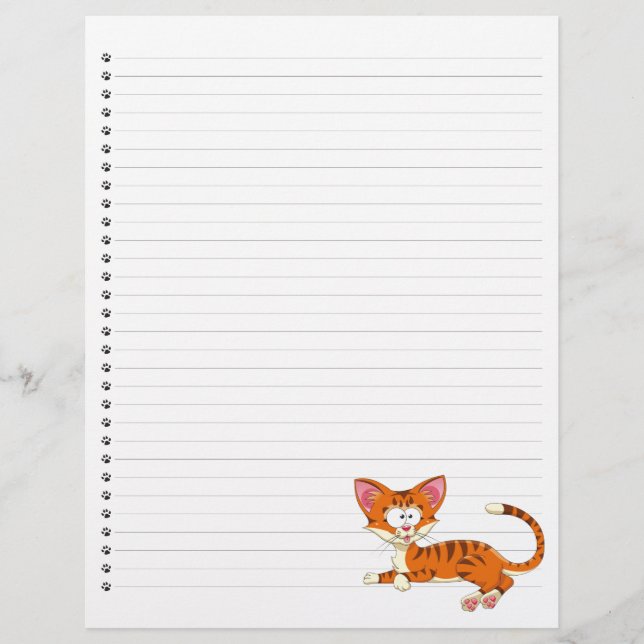 Funny Cartoon Cat Lined Pet Letterhead (Vorderseite)