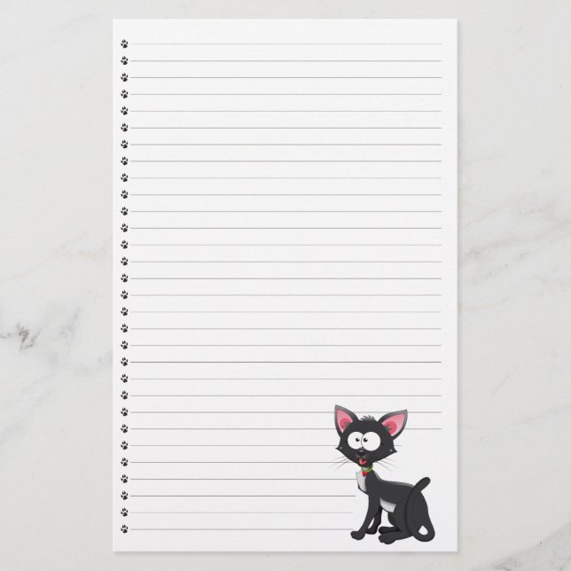 Funny Cartoon Cat Lined Pet Stationierung Briefpapier (Vorderseite)