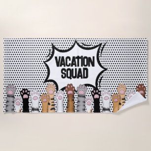 Funny Cartoon Cat Paws Comic Style Strandtuch